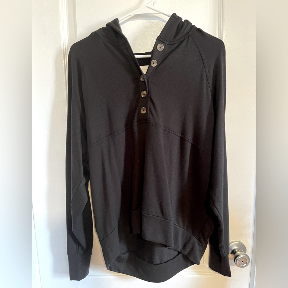 Lou & Grey signature soft black hooded sweatshirt